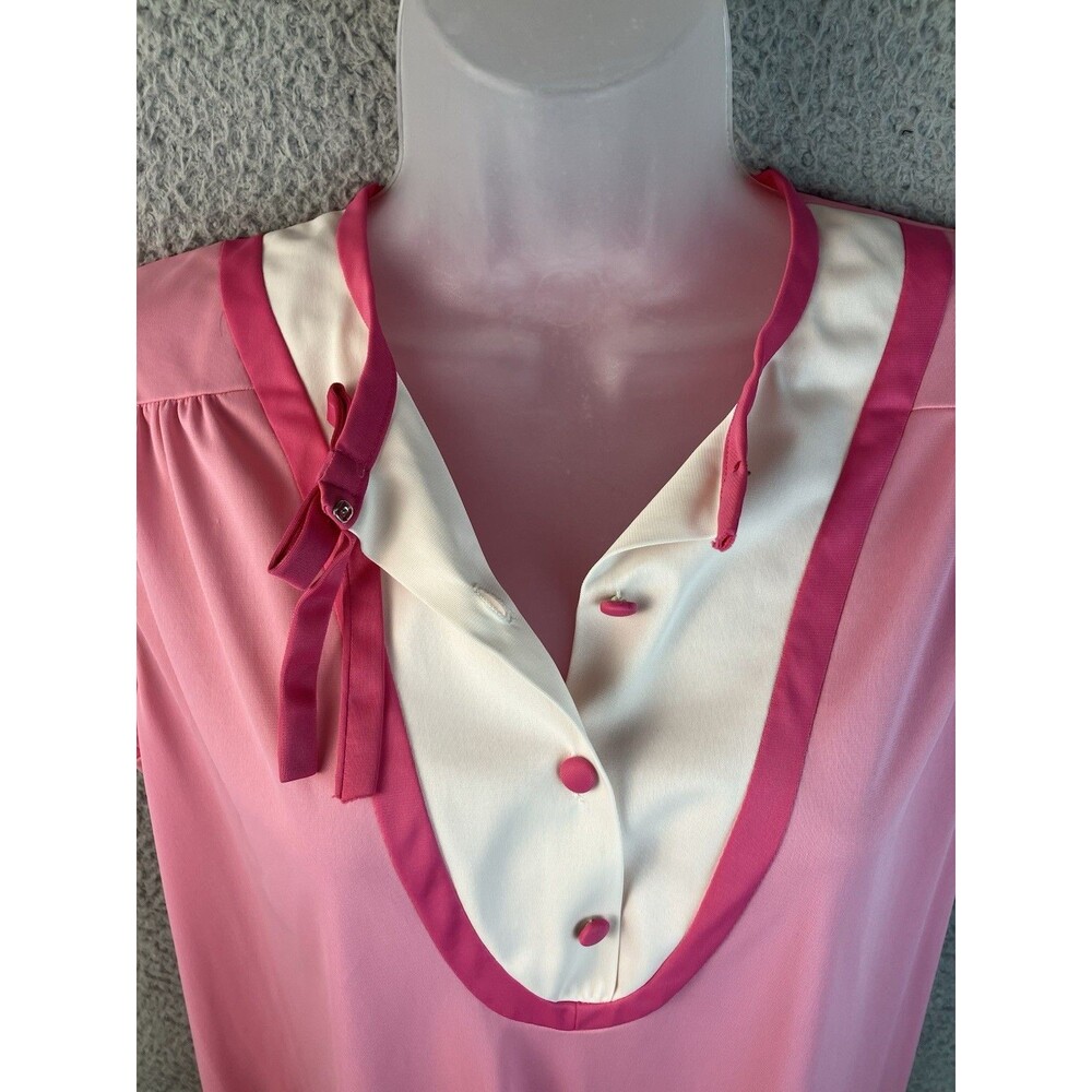 VTG MCM JC Penney Nylon Antron III Gaymode Pink Night Gown M Grandma Tuxedo Look - Picture 4 of 8